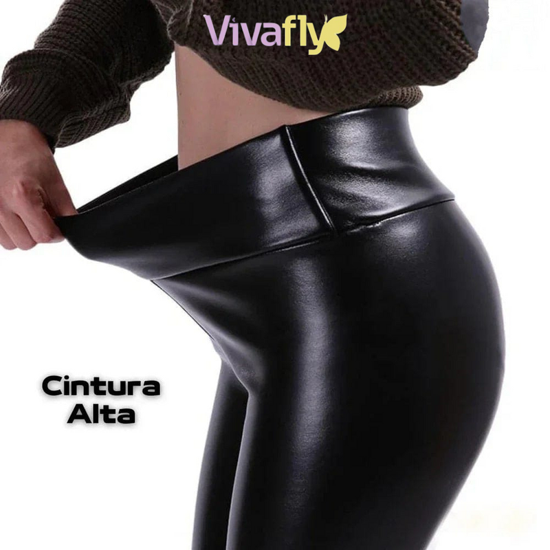 Calça de Couro Aveludada HotLeg